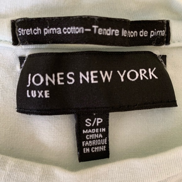 Jones New York Luxe cotton tops lot of 2 light blue & navy blue crew neck US S-M - Picture 11 of 14